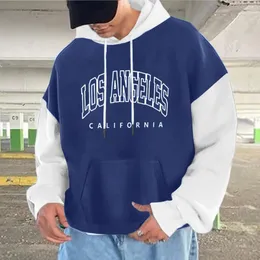 Men's Hoodies Loose Sportswear Sweatshirt American Style Streetwear Hoodie Color Block Tops Sweatshirts For Men Letter Print Sudaderas