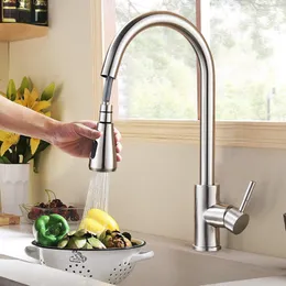 Borstat nickelkökskran FLexibelt Pull ut munstycke Kitchen Sink Mixer Tap Stream Sprayer Head Deck Black Hot Cold Water Taps