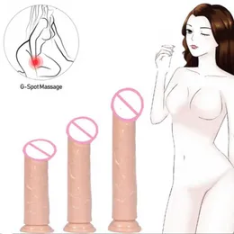 Massager Flesh TPE Big Dildos z ssącą kubek analny dildo wtyczki dla żeńskiej masturbator pochwy wibrator g-sot kobietę dorosła gra