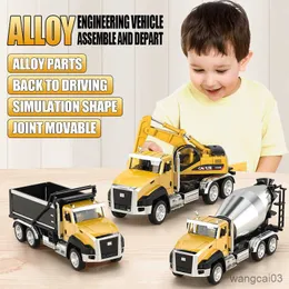 Diecast Model Cars Pack de Diecast Engineering Construction Vehicles Dump Mixer Truck 1/50 Scale Metal Model Cars Pull Back Car Kids Toys R230807