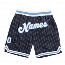 Herren-Shorts, maßgeschneidert, Marineblau, Weiß, Nadelstreifen, Weiß-Hellblau, authentischer Basketball, 3D-Druck, schnell trocknend, Strand