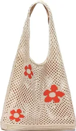 CATMICOO CROCHET Mesh Beach Tote PAG Summer Estetic Knit Bag For Women HKD230807