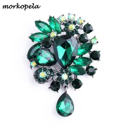 دبابيس دبابيس Morkopela Big Crystal Brouches و Pins Leaf for Women Banquet Brooch Jewelry Jewelry Suit Successories Gift HKD230807