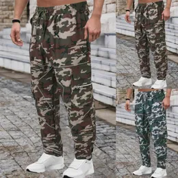 Calça Masculina Camuflagem Tática Casual Esportiva Haren Baggy Calça de Moletom Carga Multi Bag Macacões Exército Pantalon Calça Mola Solta