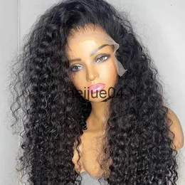 Human Hair Capless Wigs Soft Glueless 180Density 26Inch Long Natural Black Kinky Curly Lace Front Wig For Women Preplucked BabyHair Heat Resistant Daily x0802