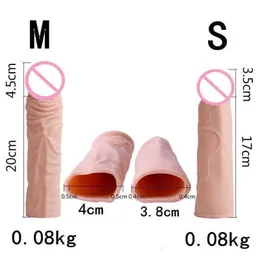 Soft Realistic Reusable Enlarger Penis Sleeve Big Growth Real Silicone Man Delayed Ejaculation Extend Cock