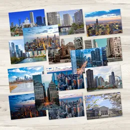 Chicago-Postkarte, Finanzzentrum Illinois, Grußkarte mit Stadtblick, 15 Karten