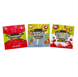 Packaging bag Plastic Bags Mylar packing resealable Zipper Packs stand up pouch sour bites strawberry tropical blends wholesale