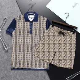 Mix Style Designer Mens Tracksuits 23SS Summer Double Letter Print Polo Shirts Luxury Sport Suits Casual Cotton Men Casual Shorts and T Shirt Blue Sets