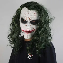 Party Masks Heath Ledger Clown Joker Latex Mask Halloween Wig Headgear Cosplay Prop J230807