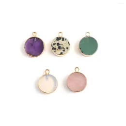 Pendant Necklaces 5 Pcs Round Shape Natural Healing Crystal Stone Agate Pendants For Jewelry Making Necklace Gift