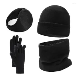 Motorcykelhjälmar 4st/set unisex beanies hatt halsduk pekskärm handskar öronmuffar täcker vindtät varmt för cykelskidåkning utomhus