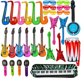 Other Event Party Supplies Inflatable Toy Set Inflatable Musical Guitar Piano Saxophone Balloons Props 80s Party Concert Theme Party Decorations 230804