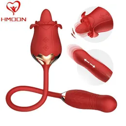 Massager Female Rose Shape Tongue Oral Licking Vibrator Vagina Nipple Sucking g Spot Clitoris Stimulate Masturbation Adult for Women