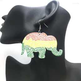 Hoopörhängen! Utskrift härlig elefant träburk blandade 6 färger