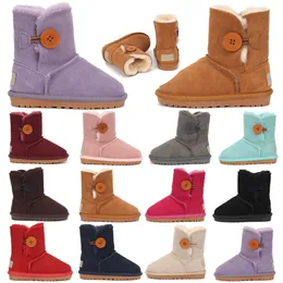 Kids Australian Classic Button Girls Boots Toddler Children Buty Projektant młodzież futrzane trampki dziecięce dziecko zimowy but śnieżny kasztanowy czerwony czarny gre k2zl#