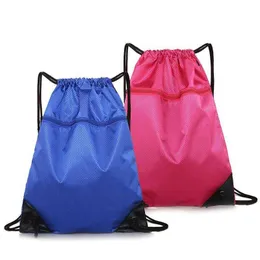 Sznurka sportowa torba sportowa plecaki solidne kolory plecak lekki na zewnątrz plecak drukowany nylonowa torba sznurka 230815
