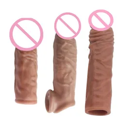 Massager Penis Sleeve Extender Enlargement Dildo Enhancer Cover Adultsextoys for Men Pene Delay Cock Erotic Male Shop 18