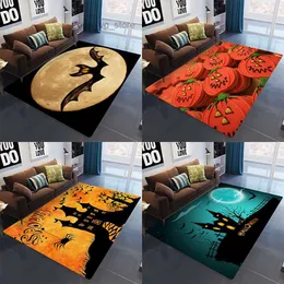 Halloween Horror Pumpkin Lamp Carpet Home Living Room Bedroom Children's Room Floor Decoration Carpet T230807