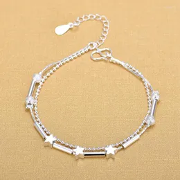 Link Bracelets Fashion Double Layer Chain Star Charm &Bangle Anklet For Women Girls Elegant Jewelry Sl679