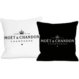 クッション装飾枕ブラックベルベットプリントMoet Cushion Cotton Cotton Made Pillowcaseソフトケース高品質の印刷310r