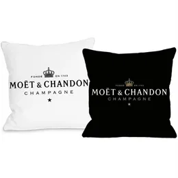 Подушка декоративная подушка черная бархатная печать Moet Coush Coush Coashion Cotton Made Pillowcare Soft Case Высококачественная печать310R