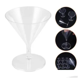 Wine Glasses 10 Pcs Drink Cup Drinking Cocktail Plastic Whiskey Disposable Champagne Cups Red Martini Drop Delivery Home Garden Kitc Dhf3C