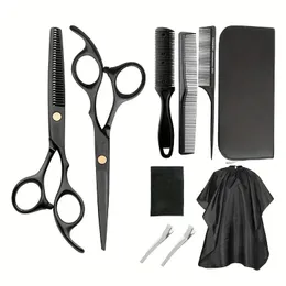 Professionell frisyrpaket: 10st hårklippande sax med tunnare saxar, kam, cape clips - perfekt för barberare, salonger hemanvändning!