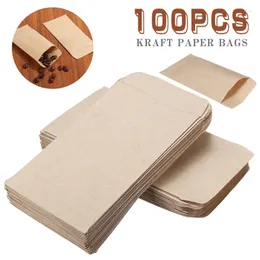 Förvaringspåsar 6x10 cm cookie 100st Kraft Paper Bag Mini Envelope Gift Candy Snack Baking Package Supplies Wrap Lim Box