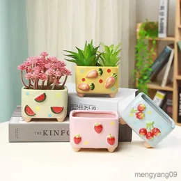 Planters Pots Pot Bunga Tanaman Mini Tanaman Pot Bunga Lucu Buah Ukiran Porselen Hadiah Kamar Anak-Anak R230807