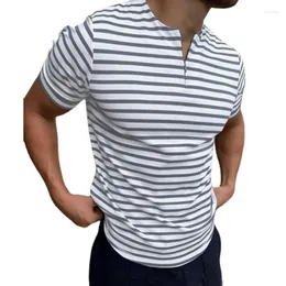 Magliette da uomo Magliette da uomo a maniche corte con stampa a righe 3D da esterno per uso quotidiano Magliette casual con cerniera estiva Abbigliamento maschile