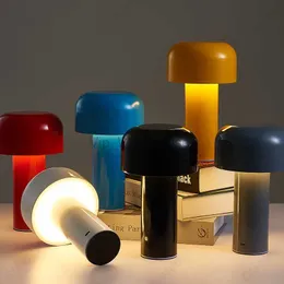 Table Designer Mushroom Lamp Night Light Portable Cordless Touch Rechargeable Decor Lamp USB Bedside Lamp Desktop Lamp HKD230808