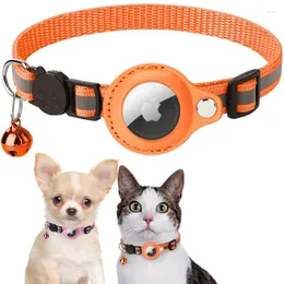 Dog Collars Reflective Pet Tracking Collar For Cat Mini Nylon Bell Pendant Airtag Holder Strap Puppy Anti-lost Supplies
