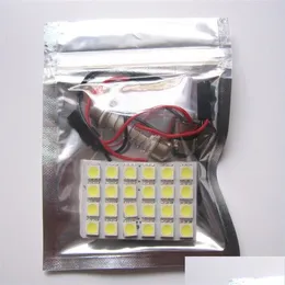 Oświetlenie dekoracyjne LED T10 BA9S Festoon 5050Chip 24smd 12V White Kolor Panel Dome Dome Dostawa 2022 Mobile Motorcyc226b