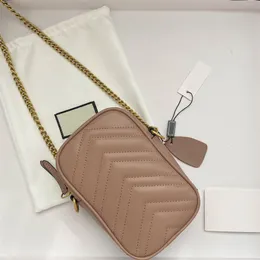 Marmont Phone Bag Mini Handbag Purse Couro Genuíno Crossbody Sacos Chain Alça Bolsa Moda Letra Padrão Ondulado Fechamento com Zíper