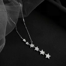 Ny 925 Sterling Silver Zircon Star Halsband Pendant Fashion Sterling Silver Jewelry Statement for Women Bijoux L230704