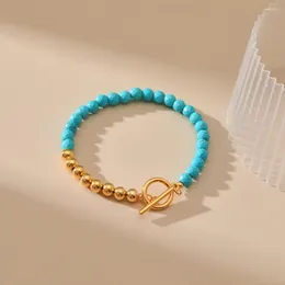 Strand Vlen Natural Turquoises Bransoletka dla kobiet Złota Plane Akcesoria Letnie Bransoletki Luksusowe biżuterię Pulseras Mujer Girl Girl Dift