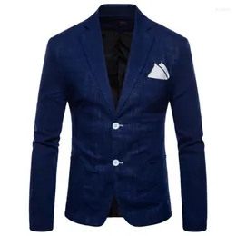 Męskie garnitury męskie Blazery Spring Autumn 2023 Casual 2 Button Bawełna i lniany 9-kolorowy garnitur Blazer Homme