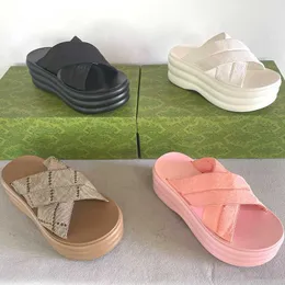Tasarımcı Ayakkabı Kadın Platformu Slaytlar Sandal Lüks Terlik Kalın Tabanlar Çapraz kayış sandaletleri yaklaşık 6 cm yüksekliğinde 35-45 kutu No458