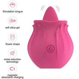 Dildo a forma di rosa per donne Vibarater Tongue Vibrant Licker Stimolatore della vagina 10 modalità Clitoride orale Adullt