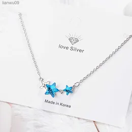 925 Sterling Zilver Blue Star Crystal Hangers Kettingen Voor Vrouwen Party Luxe Designer Sieraden Gratis Verzending Aanbiedingen GaaBou L230704