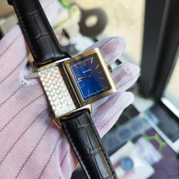 27x46mm Reverso Titta på den nyaste spegeln Face Ultra Thin 3978480 Rostfritt stål Japan Quartz Men Kvinnor Takar högkvalitativa vattentäta armbandsurälskare gåva födelsedag