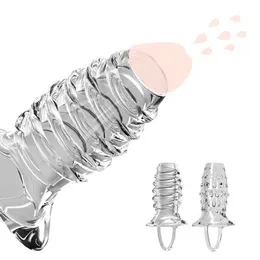 Massager Delayed Ejaculation Male Adult Dildo Enlargement Penis Cover Ring Erection Reusable