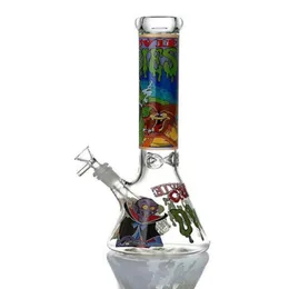 Glass bong Cartoon vampire Decal Beaker Pipe 12.6 "high thickness dab rig Recycled smoking accessories 14mm bowl and under dry