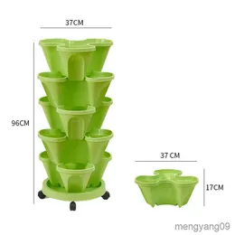 Plantadores Vasos Pot Bunga Dapat Ditumpuk DIY Taman Penanam Sayuran Stroberi Pot Tanaman Penanam Menara Plástico com Nampan Pot Taman R230807