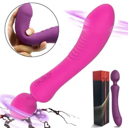 Massager avsho kraftfull dual vibrator Wand Magic G Spot Massage Anal Plug för vuxen Vaginal klitstimulerande mjuk kvinnlig masturbator