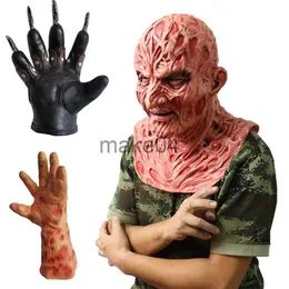 Party Masks Scary Freddy Mask Horror Zombie Clown Disguise Halloween Props Latex Carnival Freddy Krueger Cosplay Anime Gloves Mask for Face J230807