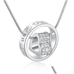 Anhänger Halsketten Luxus Österreichischer Kristall Diamant Herz Halskette Strass und Ring Charm Schlangenkette für Frauen Modeschmuck Geschenk DHDMR