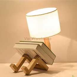 Kreative Tischlampe Holz Roboter Form LED Nordic Art Schreibtisch Lichter/Augenschutz Lesen Schlafzimmer Desktop Nachtlicht Home Decor HKD230807