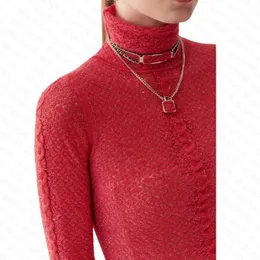 23 FW Damen-Pullover, Strick-Designer-Oberteile mit Aushöhlung, Runway-Marken-Designer-Crop-Top, schmales Hemd mit Rautenmuster, High-End-elastischer Wollpullover, Oberbekleidung, Strickwaren